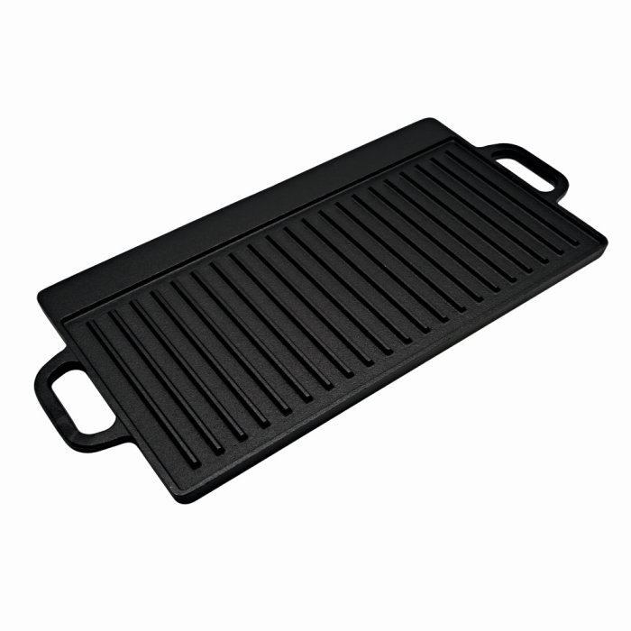Tava dreptunghiulara din fonta pentru gratar KLUGMEISTER KY42, neagra, cu 2 fete [3]