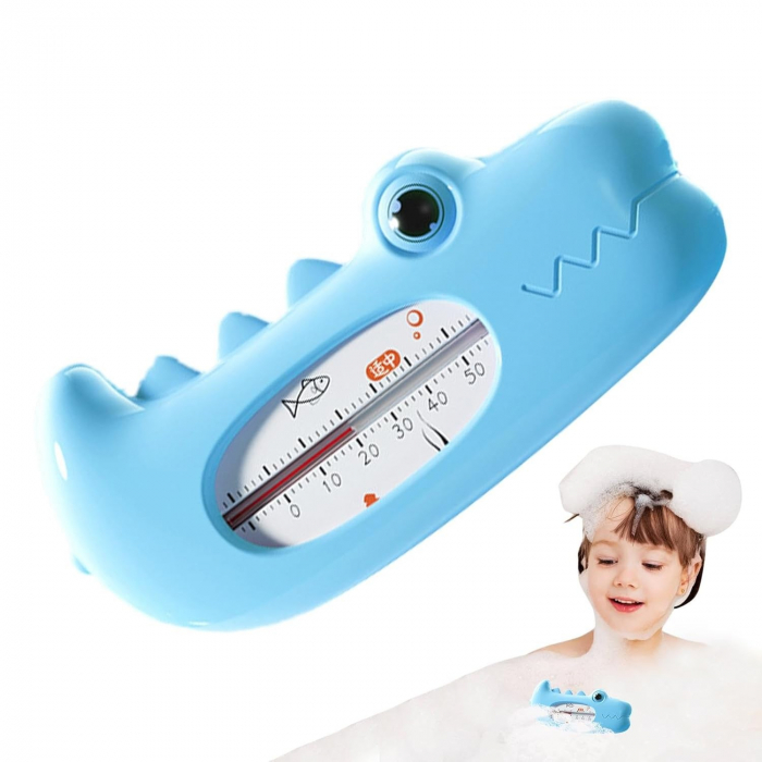 Termometru pentru Baie, Flippy, Plutitor, Rezistent la apa, Multifunctional, Model Crocodil, 2.7x6.5x3.7 cm, Albastru [6]
