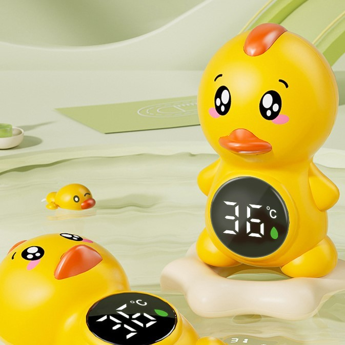 * LICHIDARE STOC * Termometru Electronic LED pentru Baie, Plutitor, Rezistent la apă, IPX7, Multifunctional, 3 Trepte de Temperatura, Model Ratusca, 12x7cm, Galben - [5]