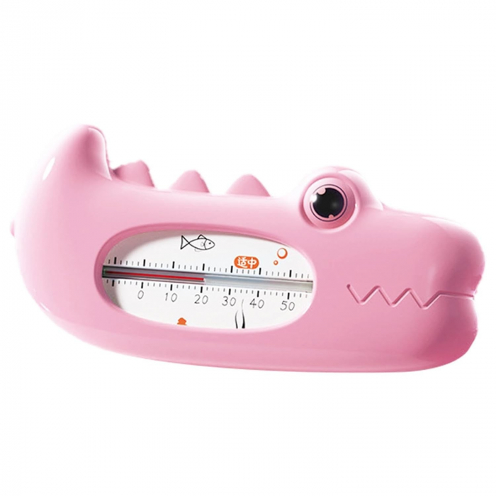 Termometru pentru Baie, Flippy, Plutitor, Rezistent la apa, Multifunctional, Model Crocodil, 2.7x6.5x3.7 cm, Roz [1]