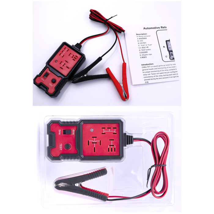 Tester Relee Auto, Flippy, Slot Card 12-24 V, Pentru Relee 4 si 5 Pini, Cu Indicator LED, Cablu 89 cm, 11x5.7 cm, Negru [2]