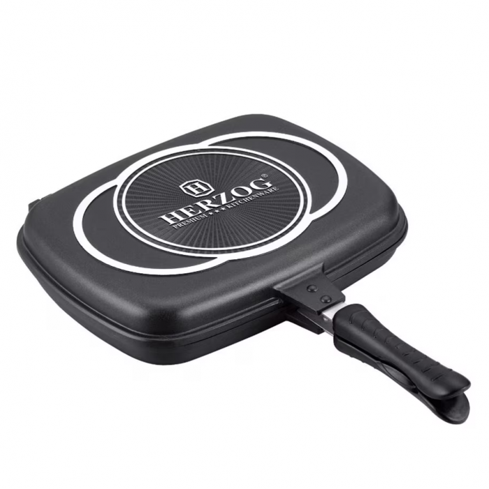 Tigaie gril dubla HR-DP28M, acoperire din marmura, 28cm [1]
