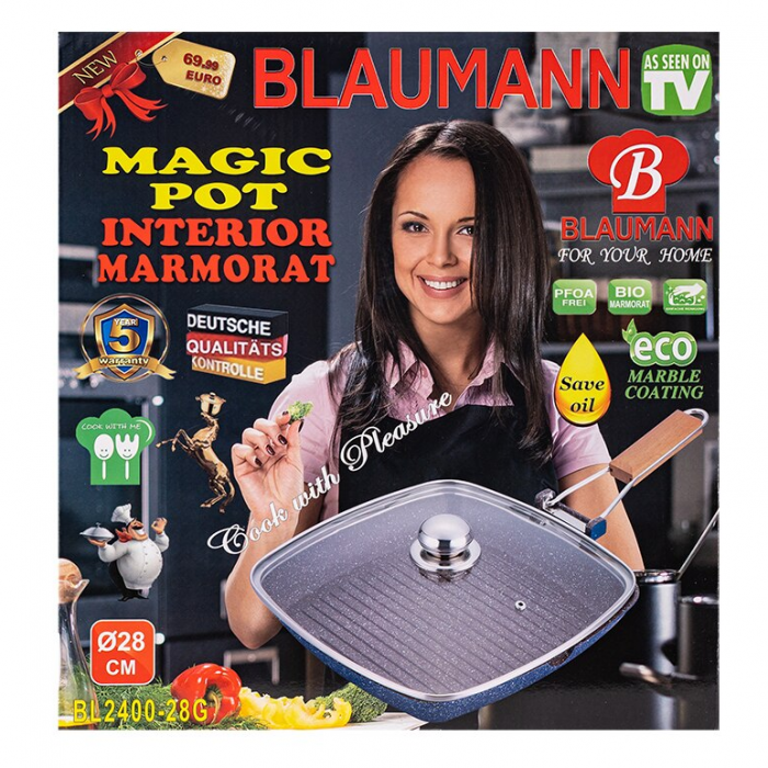 Tigaie grill cu interior antiaderent Blaumann, 24cm, BL-2400-24 [4]
