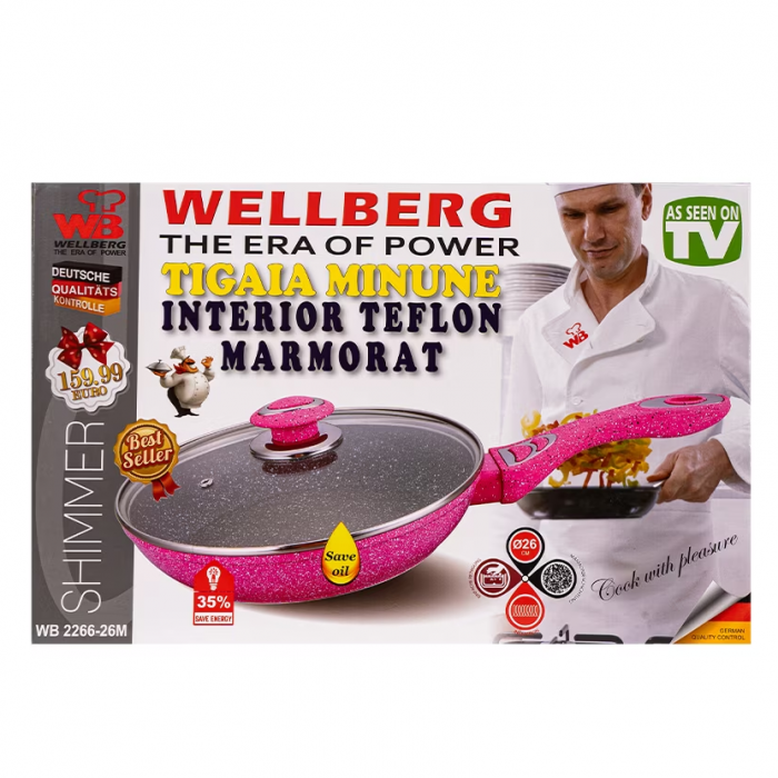 Tigaie universala Wellberg, cu interior antiaderent, diametru 26 cm, WB-2266-26R [4]