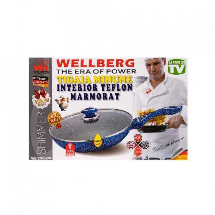 Tigaie universala Wellberg cu interior antiaderent, diametru 28 cm, WB-2266-28B [4]