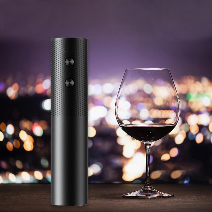 Tirbuson Electric, Flippy, Deschizator Sticle de Vin, Incarcare USB, 20 x 4.6 cm, Negru [5]