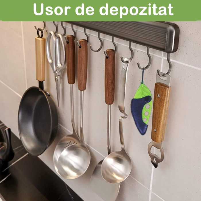 Tocator manual pentru ierburi Flippy, instrument de curatat frunze, tocator, margini ascutie, 9 gauri de diferite dimensiuni, multifunctional, material otel inoxidabil, rezistent la rugina, 14 x 5.5 c [2]