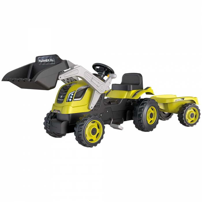 Tractor cu pedale si remorca Smoby Farmer Max verde cu negru [1]