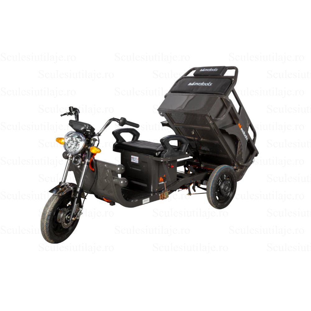 Triciclu Electric Cargo Evotools TRCC800 , 800W, autonomie 35 km, Remorca Basculabila, Pornire cu Cartela & Bluetooth, Frana de mana si picior, Reductor Greu/Usor [2]