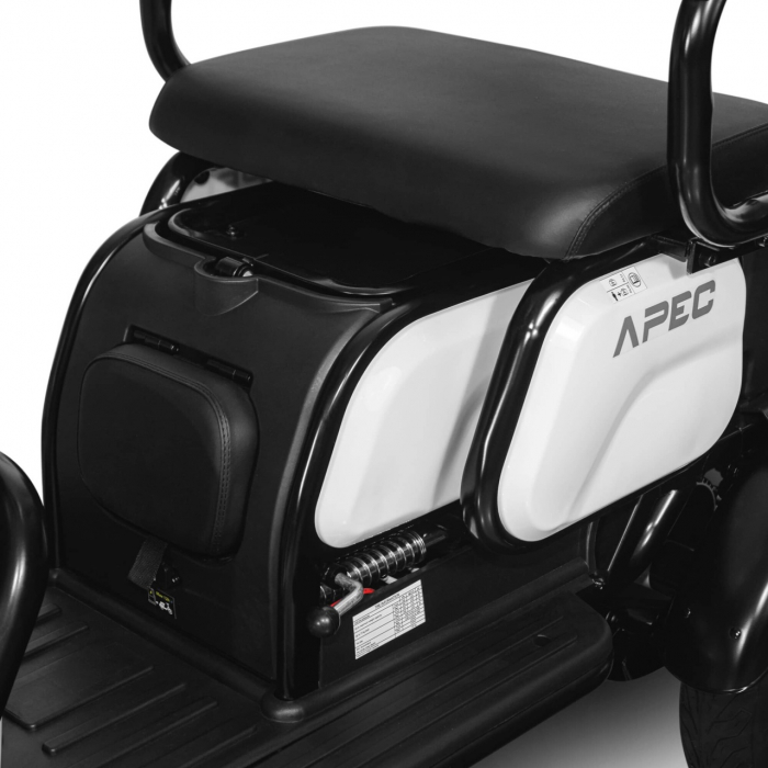 Triciclu Electric, Fara Permis, Motor 1000W, 2-3 locuri, APEC APM2 Alb, Autonomie pana la 36 km, Omologat RAR [9]