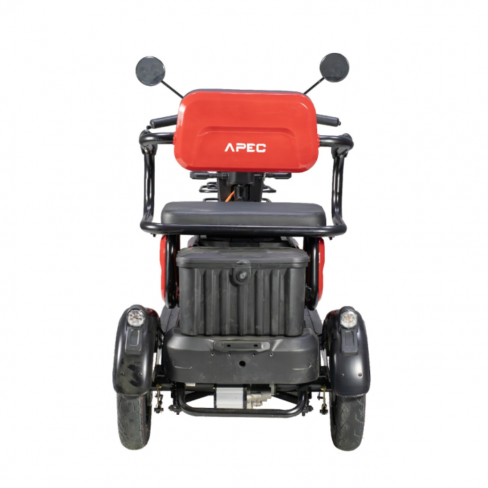 Triciclu Electric , Fara Permis, Motor 1000W, 2-3 locuri, Voltarom APEC APM2 Rosu, Autonomie pana la 36 km, Omologat RAR [4]