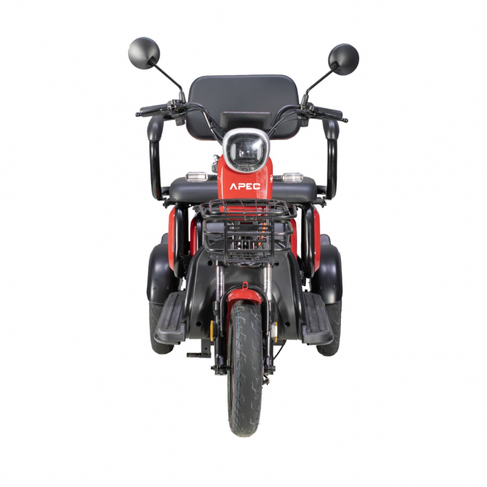 Triciclu Electric , Fara Permis, Motor 1000W, 2-3 locuri, Voltarom APEC APM2 Rosu, Autonomie pana la 36 km, Omologat RAR [5]