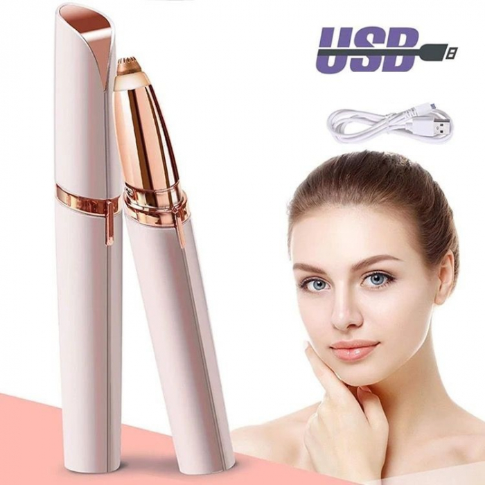 Trimmer Facial, Flippy, pentru Sprancene, Incarcare USB, 1.5 x 13 cm, din ABS, Alb [3]