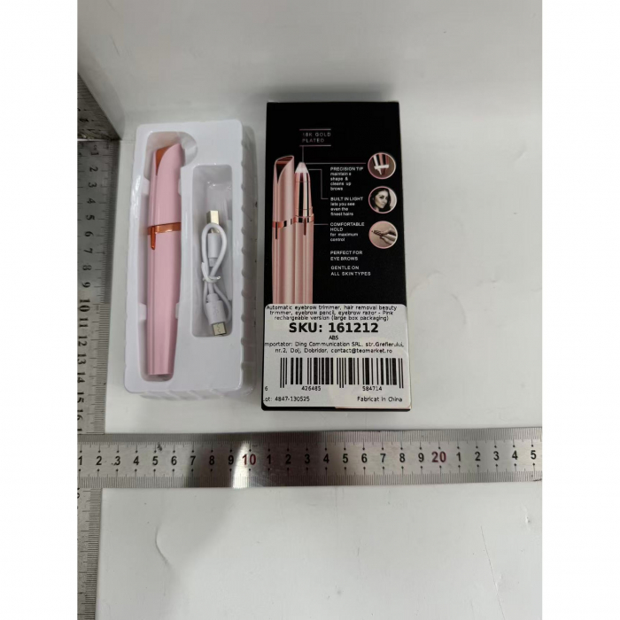 Trimmer Facial, Flippy, pentru Sprancene, Incarcare USB, 1.5 x 13 cm, din ABS, Roz [6]