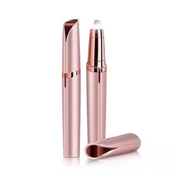 Trimmer Facial, Flippy, pentru Sprancene, Incarcare USB, 1.5 x 13 cm, din ABS, Roz Auriu [1]