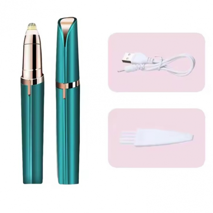 Trimmer Facial, Flippy, pentru Sprancene, Incarcare USB, 1.5 x 13 cm, din ABS, Verde [3]