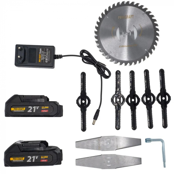 Trimmer pentru tuns iarba pe acumulator PROCRAFT PTA-24 10000 rot/min, 2 x acumulatori 21V/1.5Ah [5]