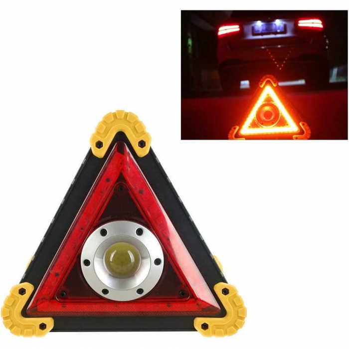 Triunghi Multifunctional de Avertizare, Flippy, Lanterna LED, Impermeabil IP65, 800 lm, 2 x AA, Functie Incarcare Telefon, USB si Micro USB, COB 33, Portocaliu [6]