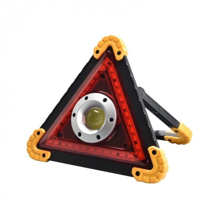 Triunghi Multifunctional de Avertizare, Flippy, Lanterna LED, Impermeabil IP65, 800 lm, 2 x AA, Functie Incarcare Telefon, USB si Micro USB, COB 33, Portocaliu [1]
