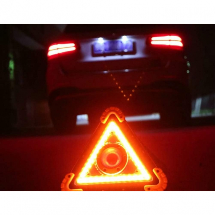 Triunghi Multifunctional de Avertizare, Flippy, Lanterna LED, Impermeabil IP65, 800 lm, 2 x AA, Functie Incarcare Telefon, USB si Micro USB, COB 33, Portocaliu [5]