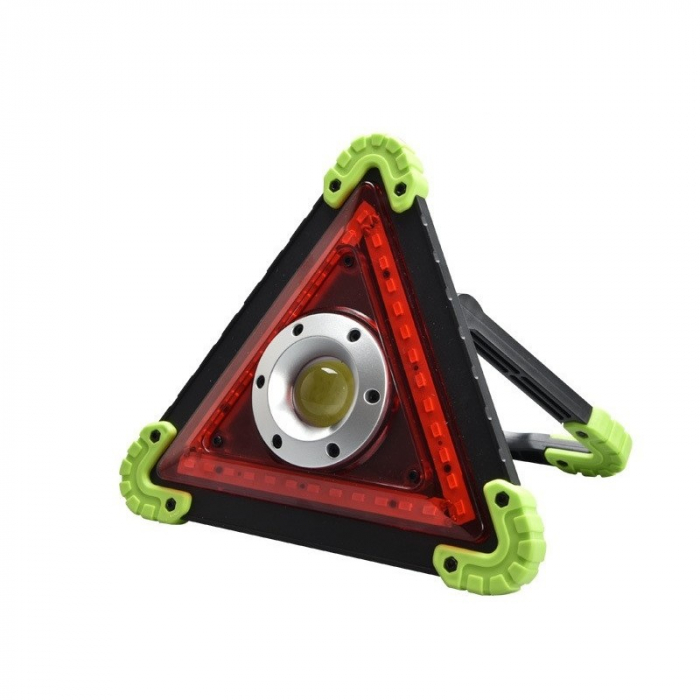 Triunghi Multifunctional de Avertizare, Flippy, Lanterna LED, Impermeabil IP65, 800 lm, 2 x AA, Functie Incarcare Telefon, USB si Micro USB, COB 33, Verde [1]