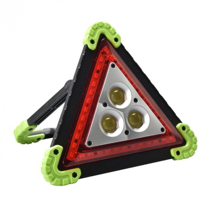 Triunghi Multifunctional de Avertizare, Flippy, Lanterna LED, Impermeabil IP65, 800 lm, 2 x AA, Functie Incarcare Telefon, USB si Micro USB, COB, Verde [8]