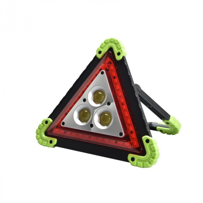 Triunghi Multifunctional de Avertizare, Flippy, Lanterna LED, Impermeabil IP65, 800 lm, 2 x AA, Functie Incarcare Telefon, USB si Micro USB, COB, Verde [1]