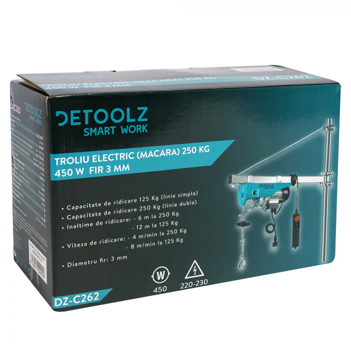 Troliu electric (macara) Detoolz 250kg 450W fir 3mm [7]