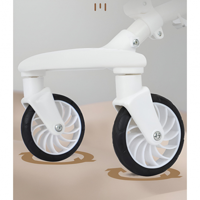 Lichidare Trotineta Tip Carucior pentru Copii 7in1, Flippy, Pliabila, Ghidon Reglabil, Parti Detasabile, Lumini LED, Muzica, Suport pentru picioare, Alb [6]