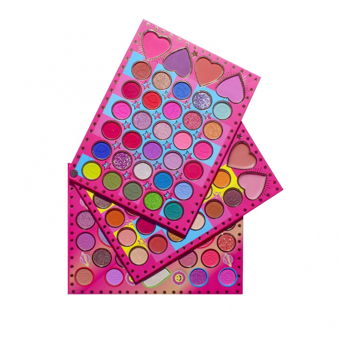 Trusa de Machiaj, KEVIN &amp; COCO, Mean Girl Heart, Fard de Pleoape, Iluminator, Blush Cremos, 96 culori, 21 x 15.7 x 2.4 cm [1]