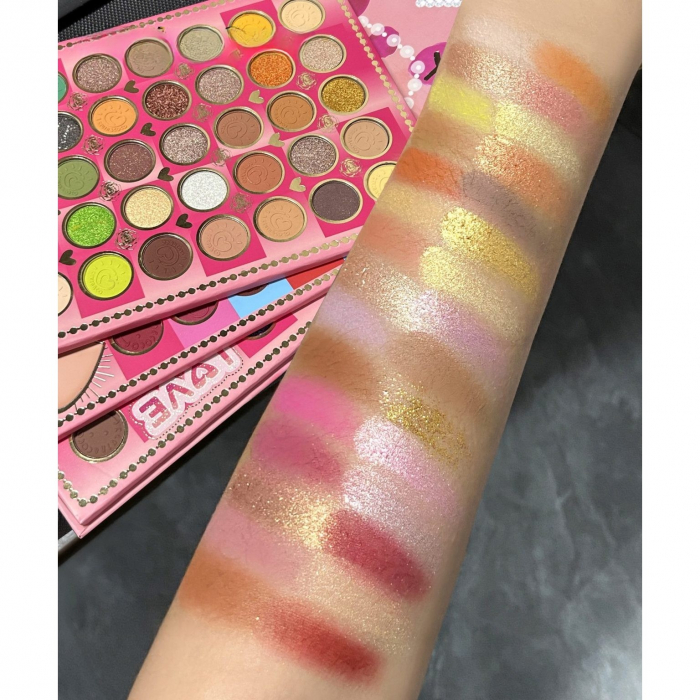 Trusa de Machiaj, KEVIN &amp; COCO, Mean Girl Rose, Fard de Pleoape, Iluminator, Blush Cremos, 97 culori, 21 x 15.7 x 2.4 cm [9]