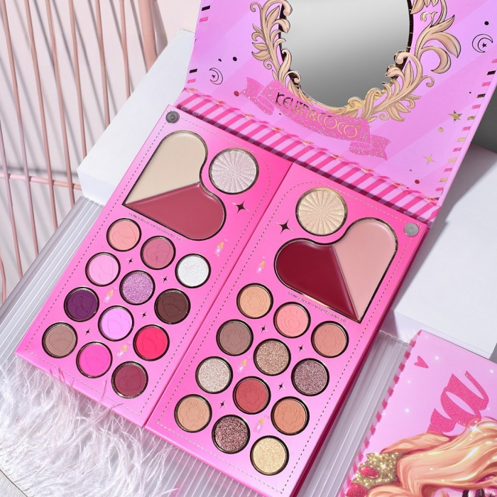 Trusa de Machiaj, KEVIN &amp; COCO, Princess Palette. Fard de Pleoape, Iluminator, Corector, Ruj, 79 culori, 19.7 x 20 x 2 cm [5]