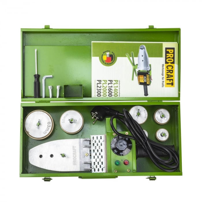 Trusa lipit tevi PPR, PPC Procraft PL1600, 800 W, 300 grade C, trusa cu 6 bac-uri [1]