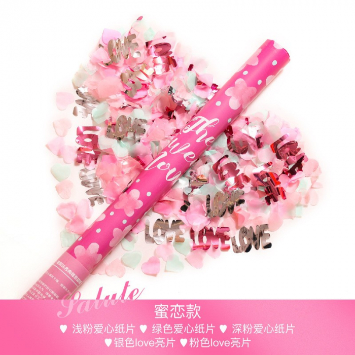 Tub Confetti, Flippy, pentru Party, Model cu Inimioare si Cuvantul Love, 40 cm, Roz [1]