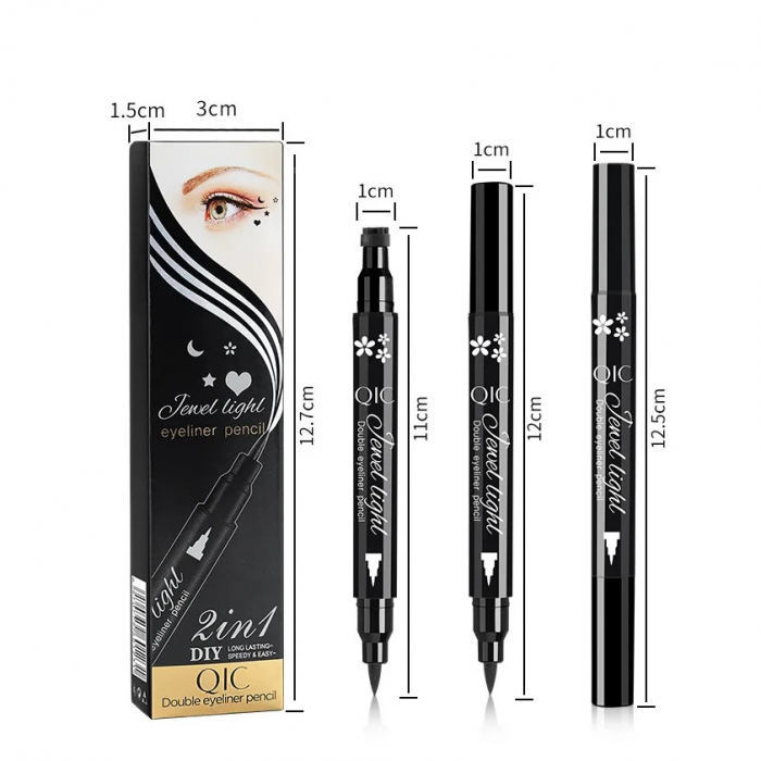 Tus Lichid pentru Ochi, Flippy, 2 Capete, Eyeliner si Stampila Inima, Pentru Ochi si Corp, 50 g, Rezistent la Apa, 12.7 x 3 cm, Negru [11]