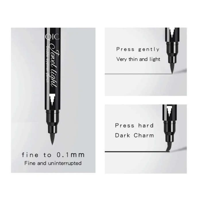 Tus Lichid pentru Ochi, Flippy, 2 Capete, Eyeliner si Stampila Inima, Pentru Ochi si Corp, 50 g, Rezistent la Apa, 12.7 x 3 cm, Negru [8]