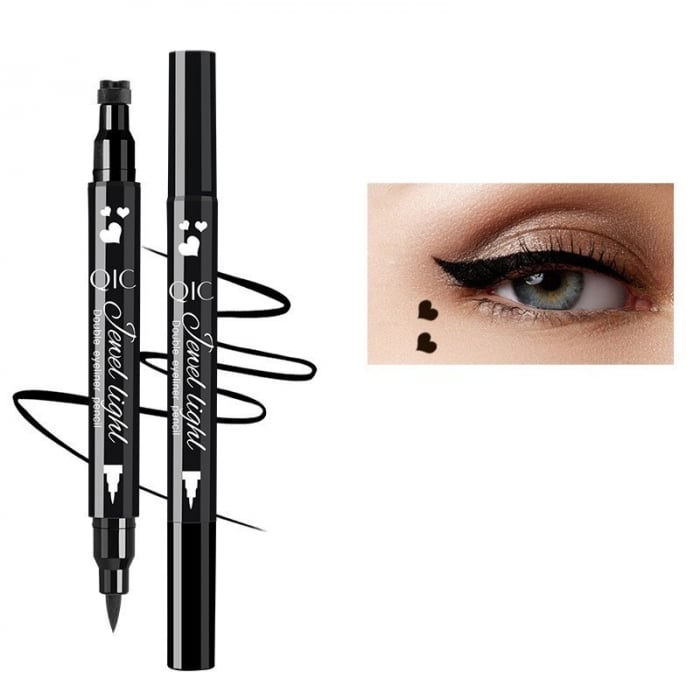 Tus Lichid pentru Ochi, Flippy, 2 Capete, Eyeliner si Stampila Inima, Pentru Ochi si Corp, 50 g, Rezistent la Apa, 12.7 x 3 cm, Negru [7]