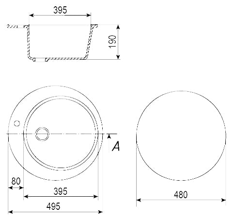 Chiuveta rotunda de bucatarie Ulgran U-405-328 Bej, 49.5 cm [4]