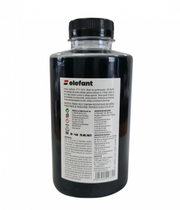 Ulei 0.5L verde amestec motoare 2 Timpi, 30 ml/l, Elefant [2]