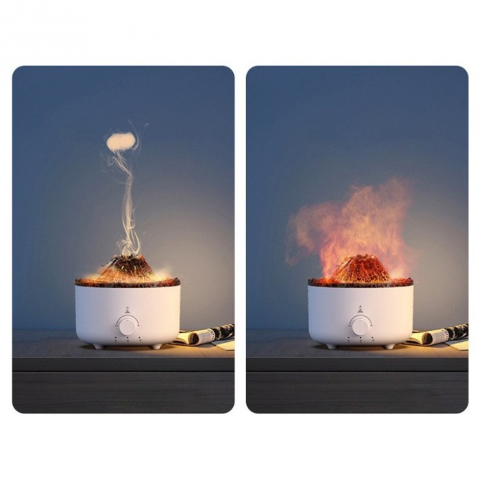 Umidificator de tip vulcan, Flippy, cu aromaterapie, cu telecomanda, 560 ml, model V21B, alb [2]