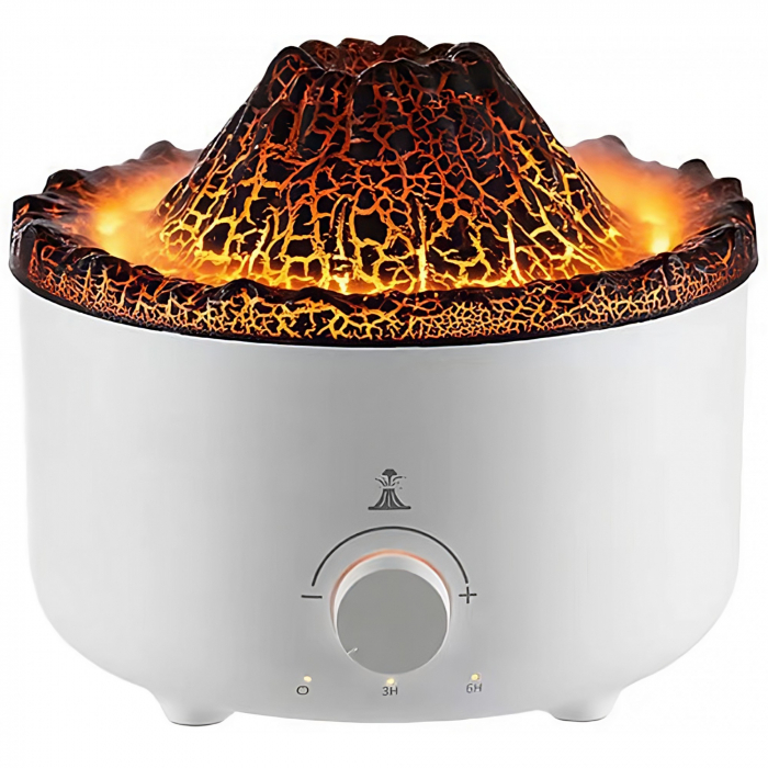 Umidificator de tip vulcan, Flippy, cu aromaterapie, cu telecomanda, 560 ml, model V21B, alb [1]