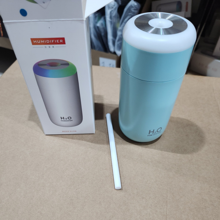 Umidificator, H2O, cu Difuzor de Aroma, Lumina de Noapte LED in 7 Culori, Zgomot Redus, 14.7x7.2cm, 350mL, Culoare Albastra [6]