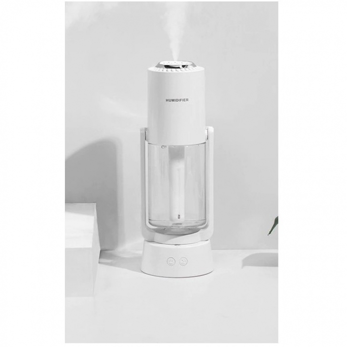 Umidificator si Purificator aer ultrasonic portabil, rezervor 200ml, cu ioni negativi, LED 7 culori, rotatie 360 grade, Alb [7]