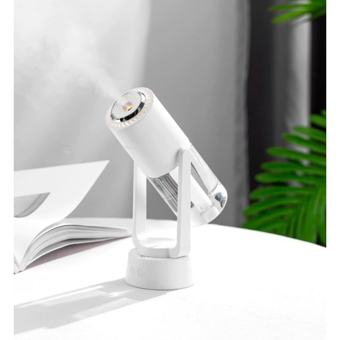 Umidificator si Purificator aer ultrasonic portabil, rezervor 200ml, cu ioni negativi, LED 7 culori, rotatie 360 grade, Alb [3]