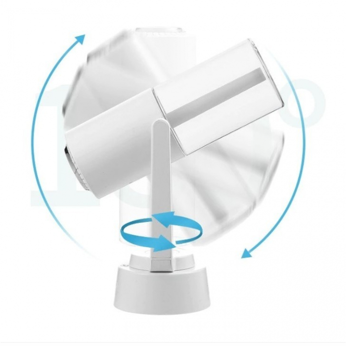 Umidificator si Purificator aer ultrasonic portabil, rezervor 200ml, cu ioni negativi, LED 7 culori, rotatie 360 grade, Alb [5]