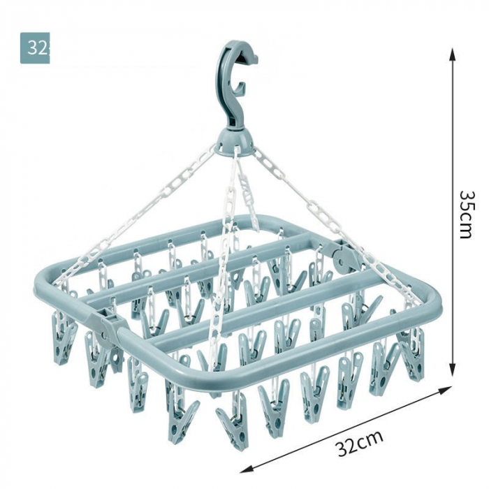Uscator de rufe Flippy, 32 de cleme, Plastic, Pliabil, rotire 360 grade, 32x32 cm, Albastru [2]