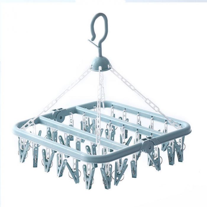 Uscator de rufe Flippy, 32 de cleme, Plastic, Pliabil, rotire 360 grade, 32x32 cm, Albastru [1]