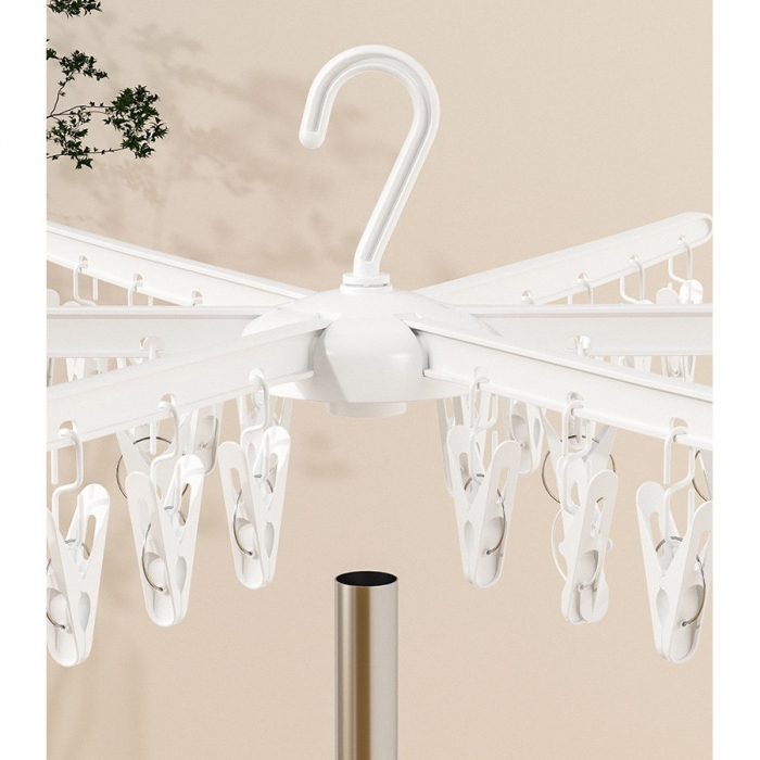 Uscator de Rufe Vertical, Flippy, 3 Niveluri, Pliabil, din ABS+PP+Otel Inoxidabil, Rotire 360 Grade, 178.7 x 75 cm, Alb [4]