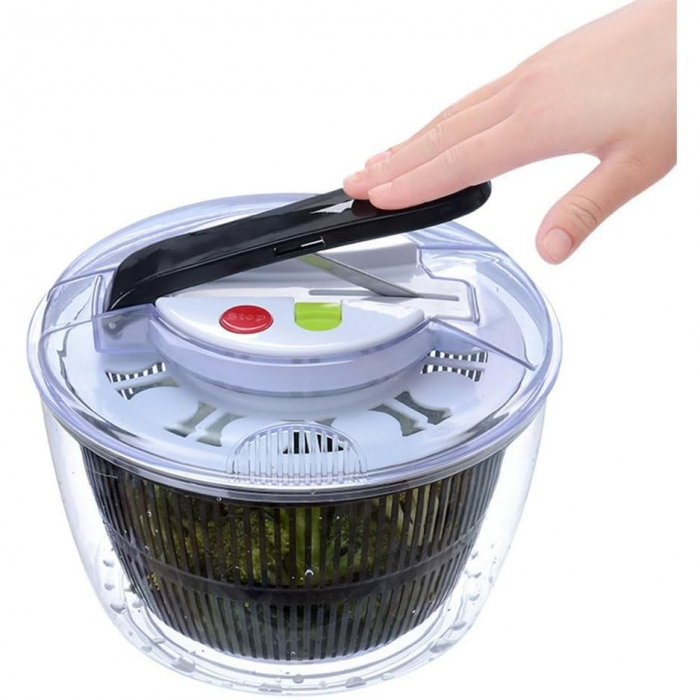 Uscator Manual pentru Salata si Verdeturi, Flippy, Plastic, 20x20x25 cm, Capacitate 5L, Negru [10]