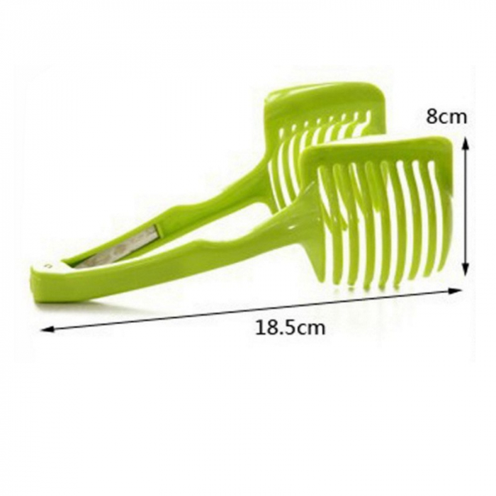 Ustenisla de bucatarie tip cleste pentru feliat fructe si legume Flippy, material ABS, 8 x 18.5 cm, verde [3]